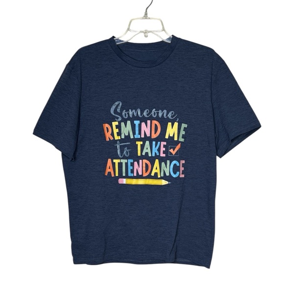 Navy Graphic Classroom T-Shirt with Colorful Text - Picture 1 of 4